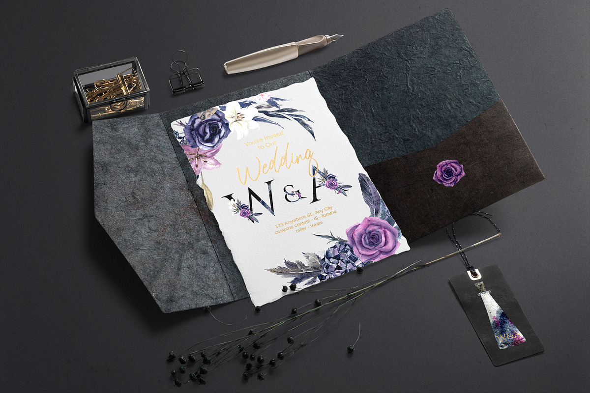 Gothic Halloween Watercolor Set, a Decorative Illustration by Elena Dorosh (Photo 2 of 19)