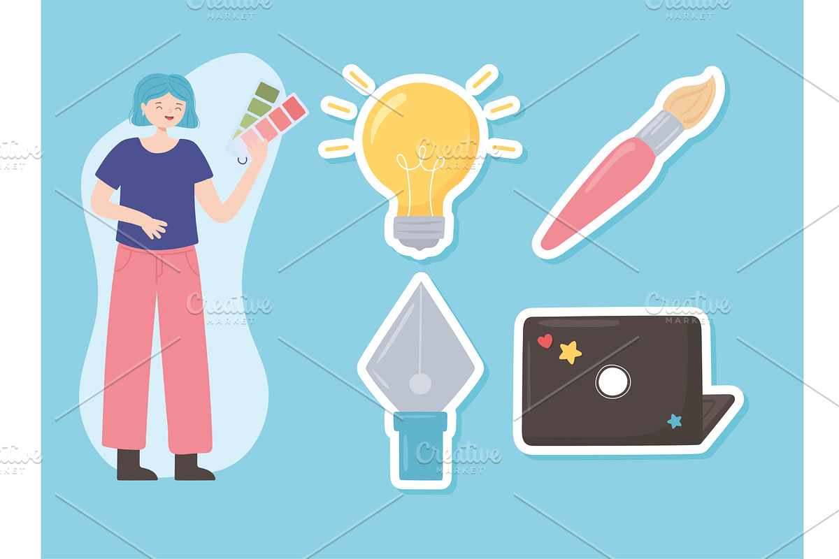 graphic designer girl, a Person Illustration by studiogstock