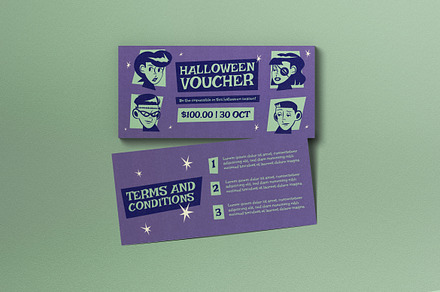 Purple Halloween Sale Voucher, a Card Template by graphicook