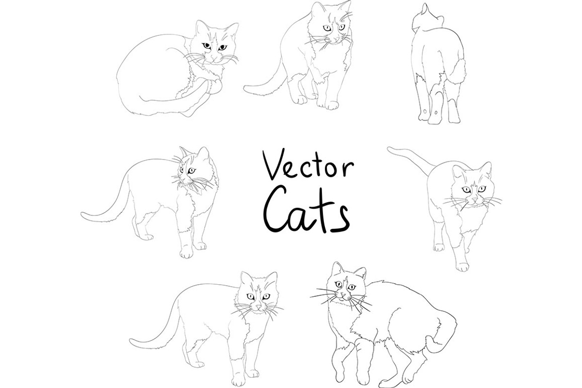 Cats poses set, an Animal Illustration by My art shop (Photo 3 of 3)