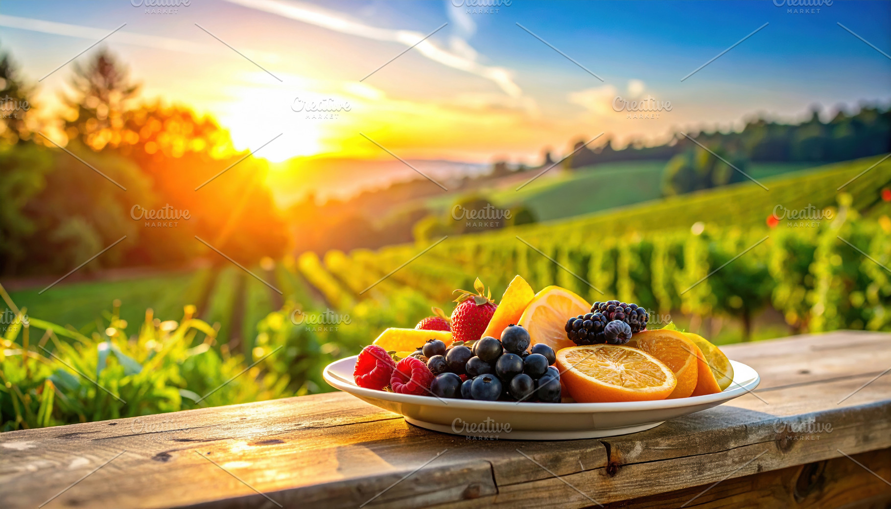 Fresh Fruit Plate at Vineyard Sunset, a Food & Drink Photo by Davizro's Market