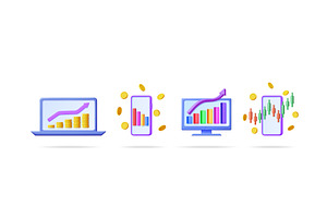 Business growth chart set on digital, a Finance Illustration by Abscent
