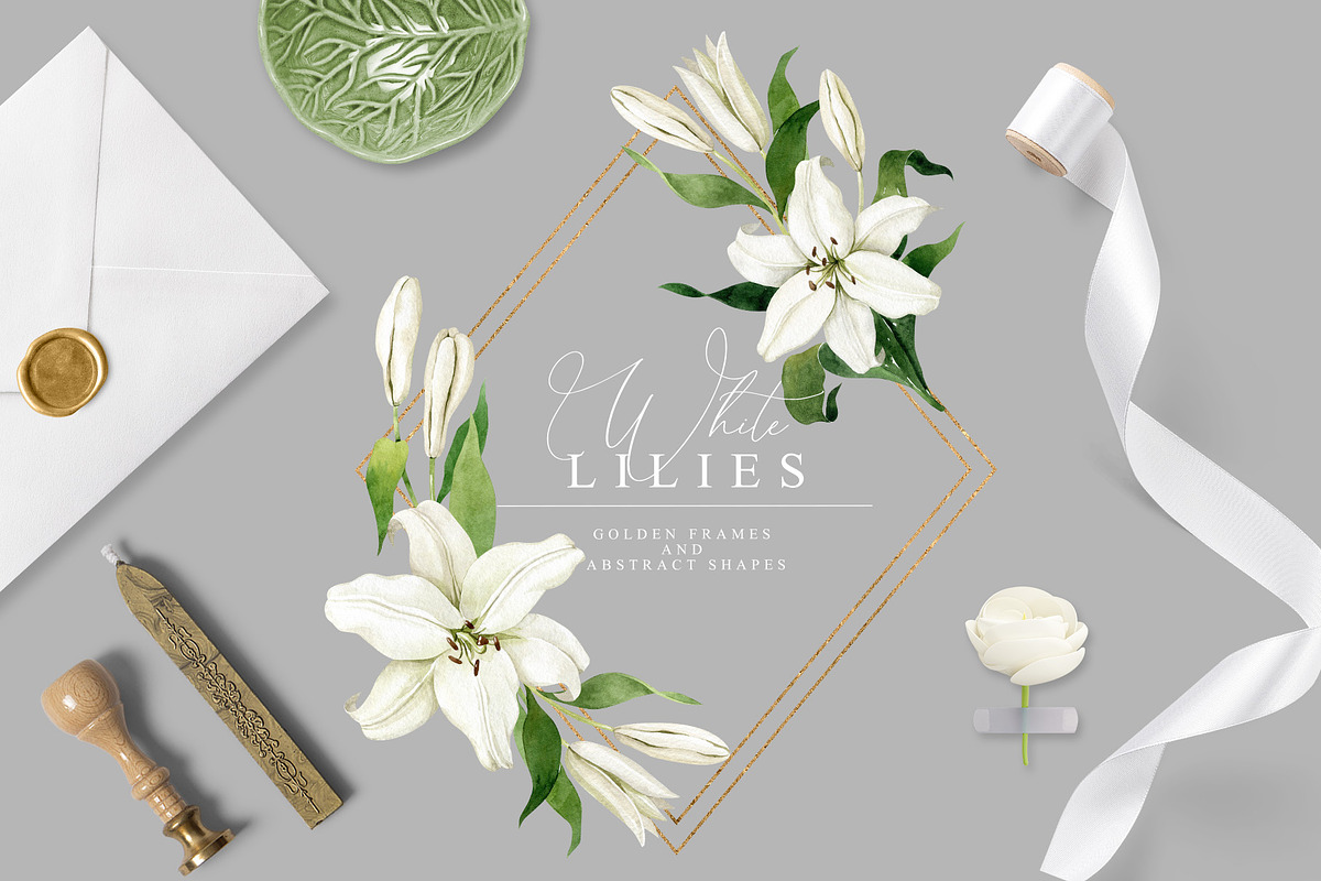 White Lilies Watercolor Set, an Illustration by Natalia Fedorova (Photo 4 of 12)