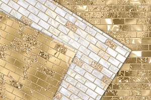 Gold Brick Walls Digital Paper