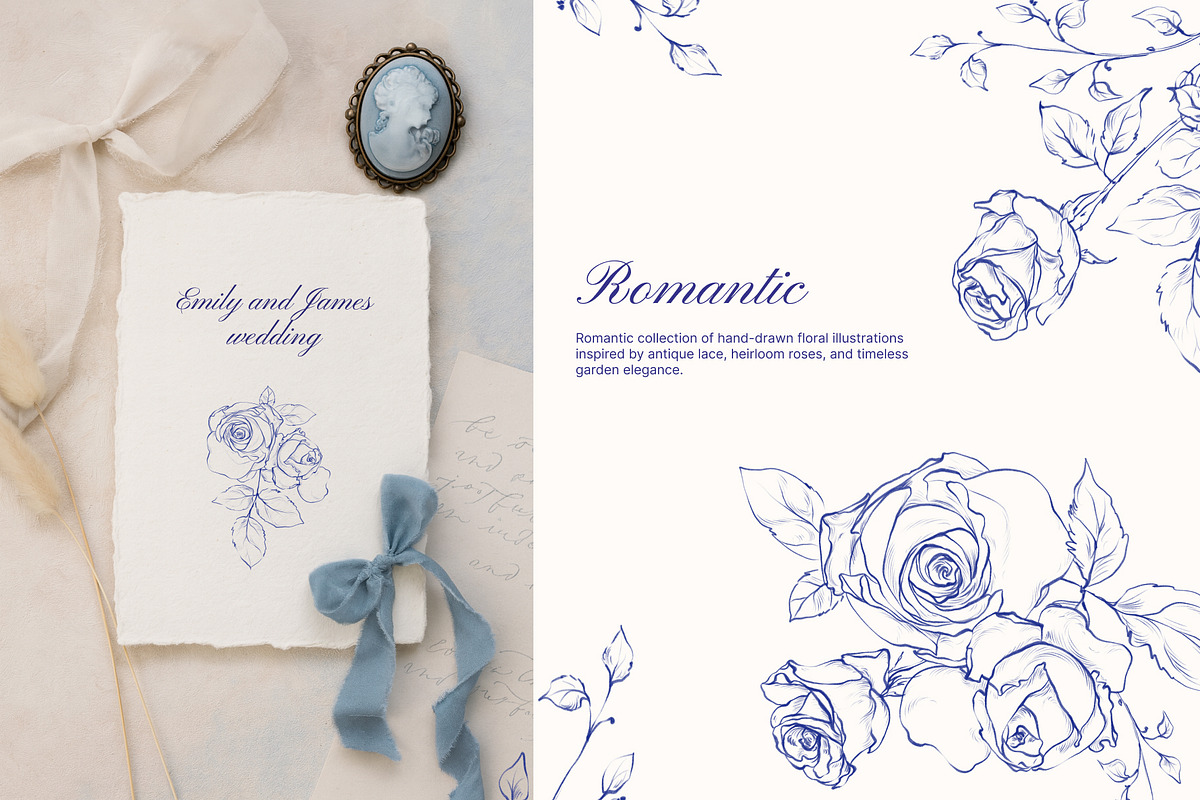 Vintage garden: lace & rose flowers, a Decorative Illustration by Yuliia Lashevska (Photo 2 of 9)
