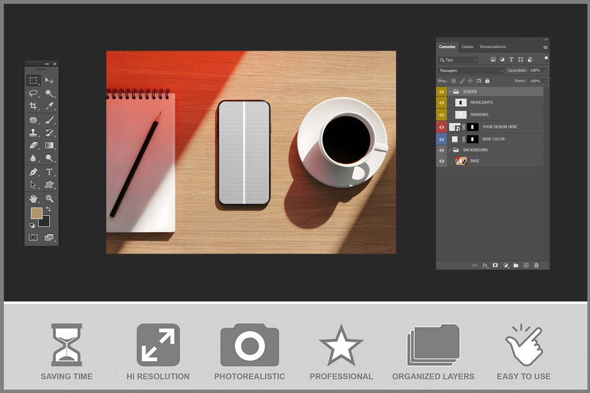 Smartphone Mockup and Coffee PSD, an iPhone Mockup by Bruno's Shop (Photo 3 of 4)
