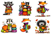 Autumn woodland animals clip art, an Illustration by CreationArt (Thumbnail 4 of 5)