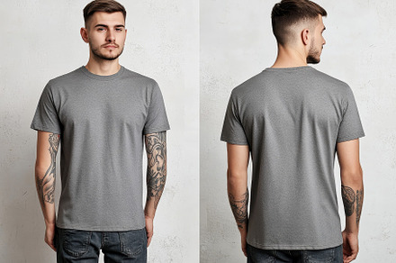 Stylish Gray T-Shirt Worn by a Young, a Photo by Tanuart