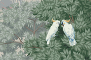 British Colonial Garden Scene, a Decorative Illustration by Mughal Wallpaper (Thumbnail 3 of 4)