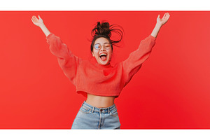 Joyful Asian woman in casual outfit, a Beauty & Fashion Photo by Sergey Kotenev