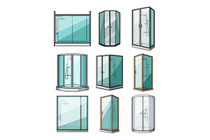 Various shower cabins featuring, an Object Graphic by pikepicture