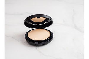Compact powder on white marble, copy, a Beauty & Fashion Photo by Fascinadora