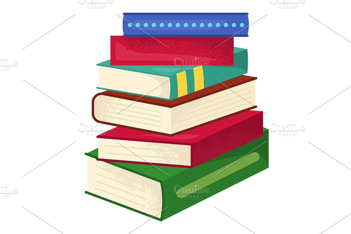 Stack of colorful books, pile of, an Object Illustration by KitVector