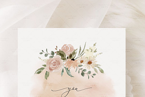 Boho Neutral Watercolor Floral PNG