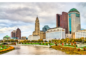 Cityscape of columbus above the containing columbus, ohio, and city, an Architecture Photo by Leonid Andronov
