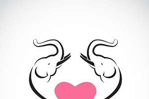 Vector of elephant and heart., an Outline Icon by yod67