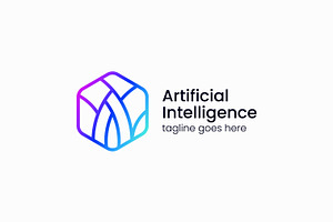 Futuristic AI Logo Geometric Hexagon, a Branding & Logo Template by Signatoro