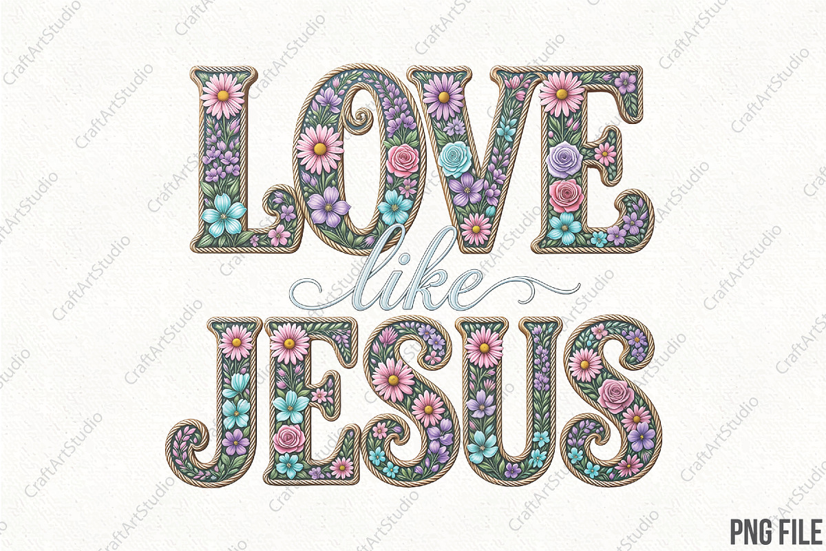Love Like Jesus Easter Faux Embroide, an Illustration by CraftArtStudio (Photo 1 of 4)