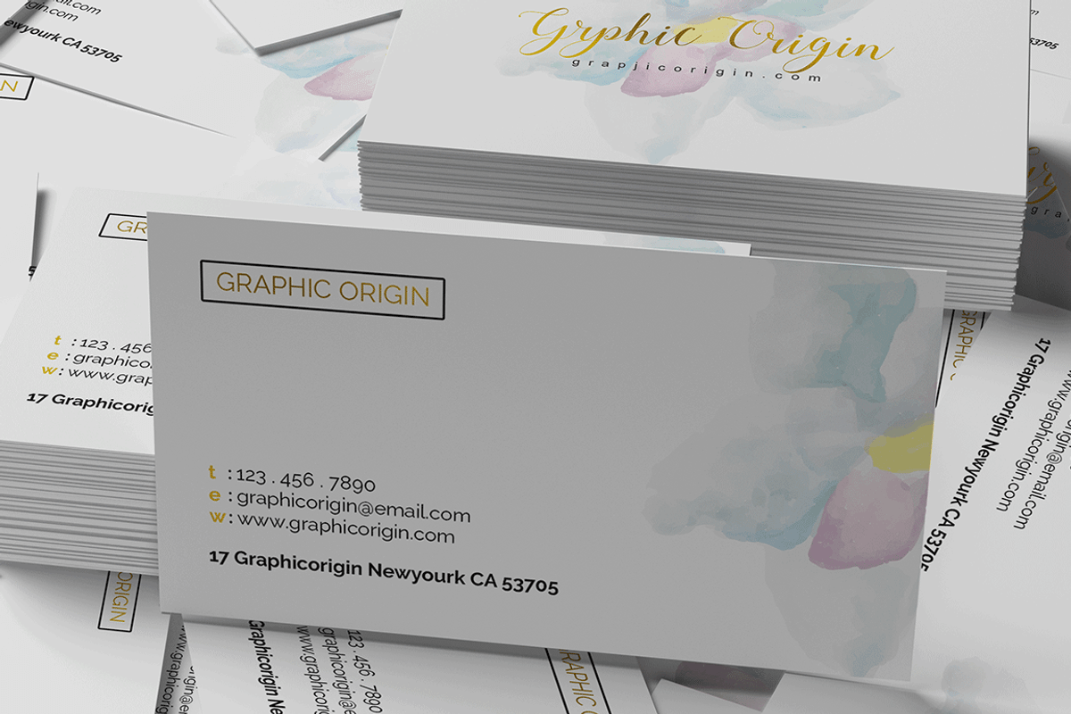 watercolor Business Card, a Business Card Template by Graphic Origin (Photo 3 of 5)