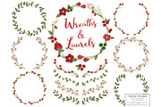 Christmas Vector Flower Wreaths, a Seasonal Illustration by Amanda Ilkov (Thumbnail 1 of 3)