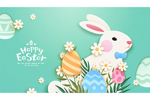 Happy Easter Botanical Background