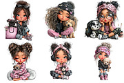 Cool Girl with Puppy Clipart, an Illustration by DreamArtGraphic (Thumbnail 2 of 5)