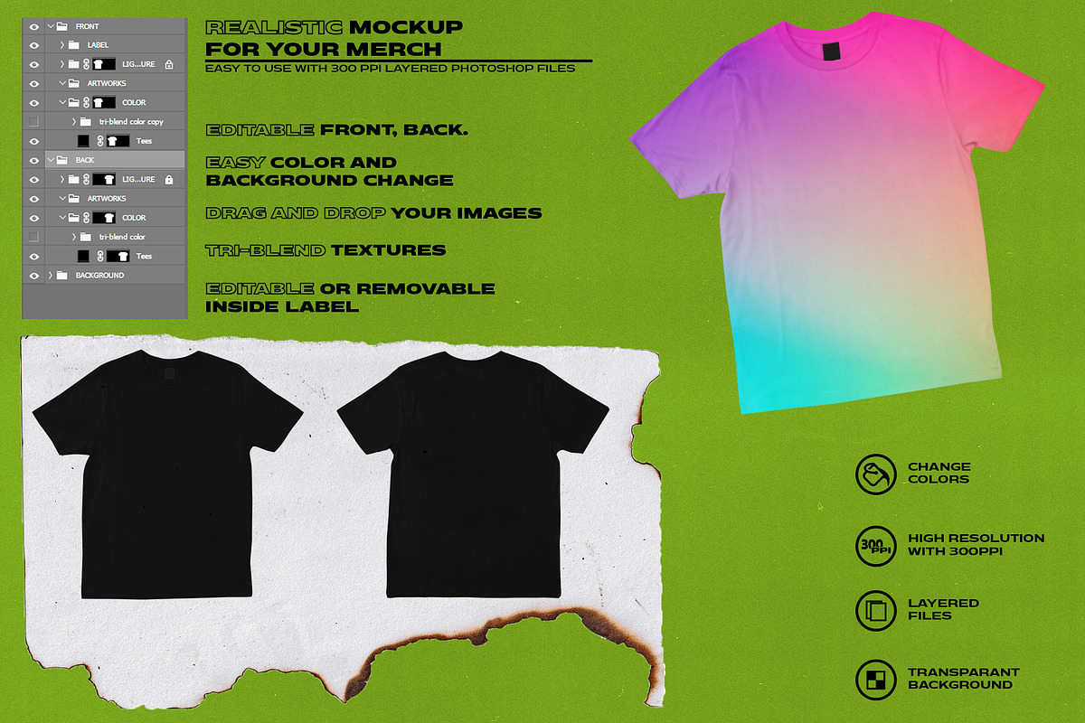 REALISTIC TEE MOCKUP, a Merchandise Mockup by Easybandits (Photo 3 of 3)