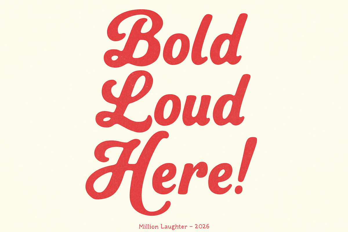 Million Laughter – Bold Display Font, a Script Font by deadlock studio (Photo 7 of 10)