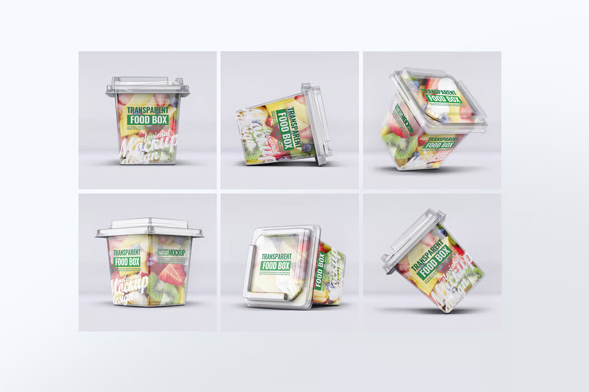 Transparent Food Box Mock-Up, a Packaging Mockup by DesignRushMarket (Photo 1 of 7)