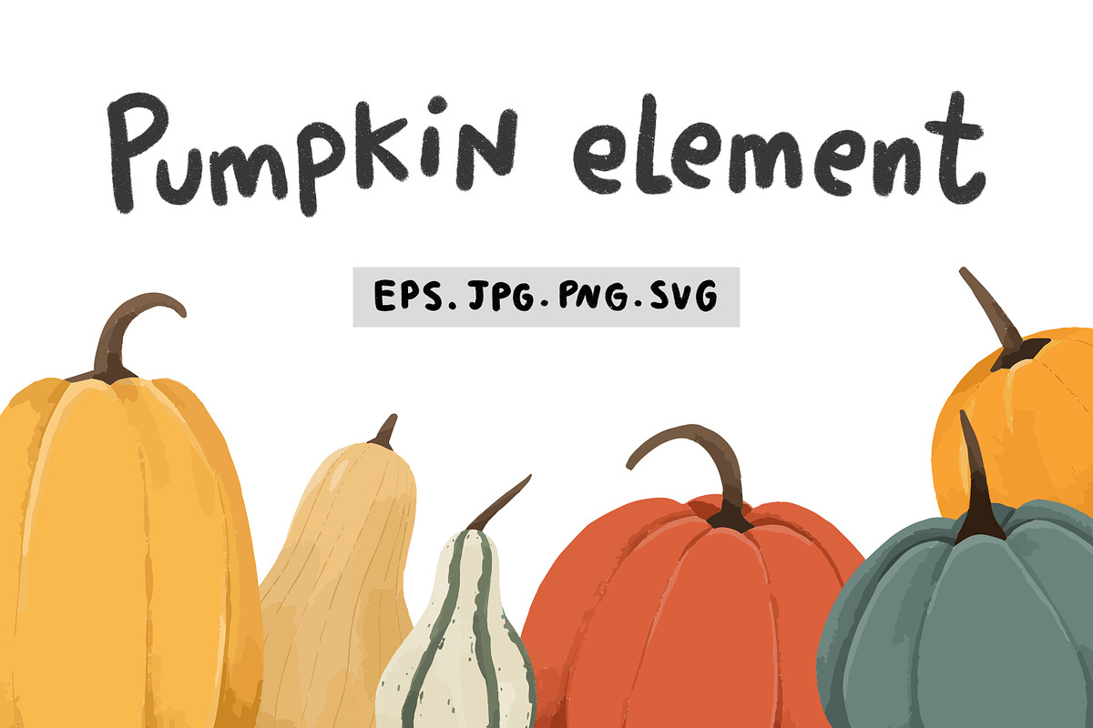 Pumpkin vector elements bundle, a Seasonal Illustration by RizkaNurfazrina (Photo 1 of 6)