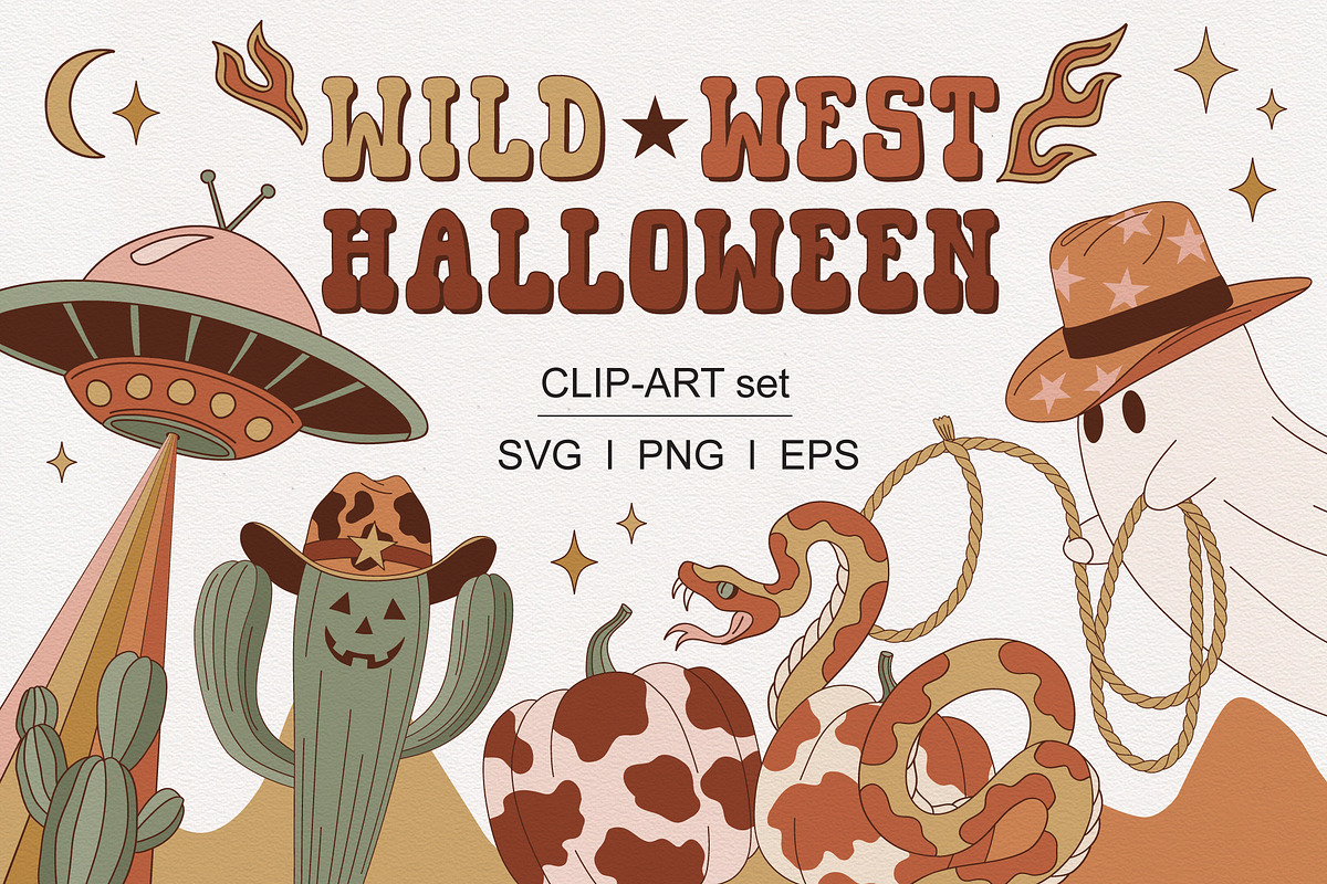 Western Halloween Ghost clipart set, an Object Graphic by @olga.angelloz (Photo 1 of 2)