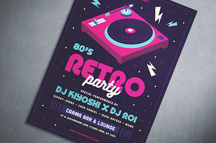 80's Retro Party Flyer, a Flyer Template by Gumico Studio.
