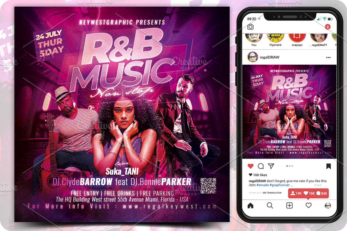 R&B Music Flyer, a Flyer Template by regalDRAW (Photo 1 of 3)