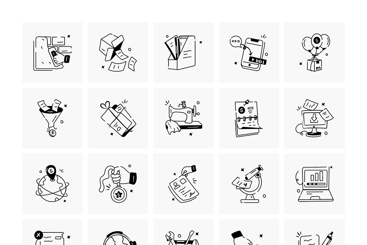 Doodle Work Icons, a Solid Icon by Prosymbols (Photo 6 of 6)