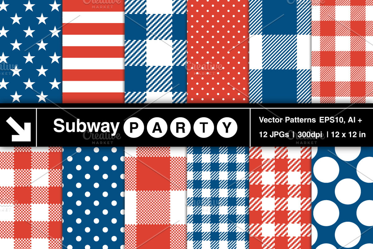 Vector Patriotic Plaid Stars Stripes, a Pattern Graphic by SubwayParty