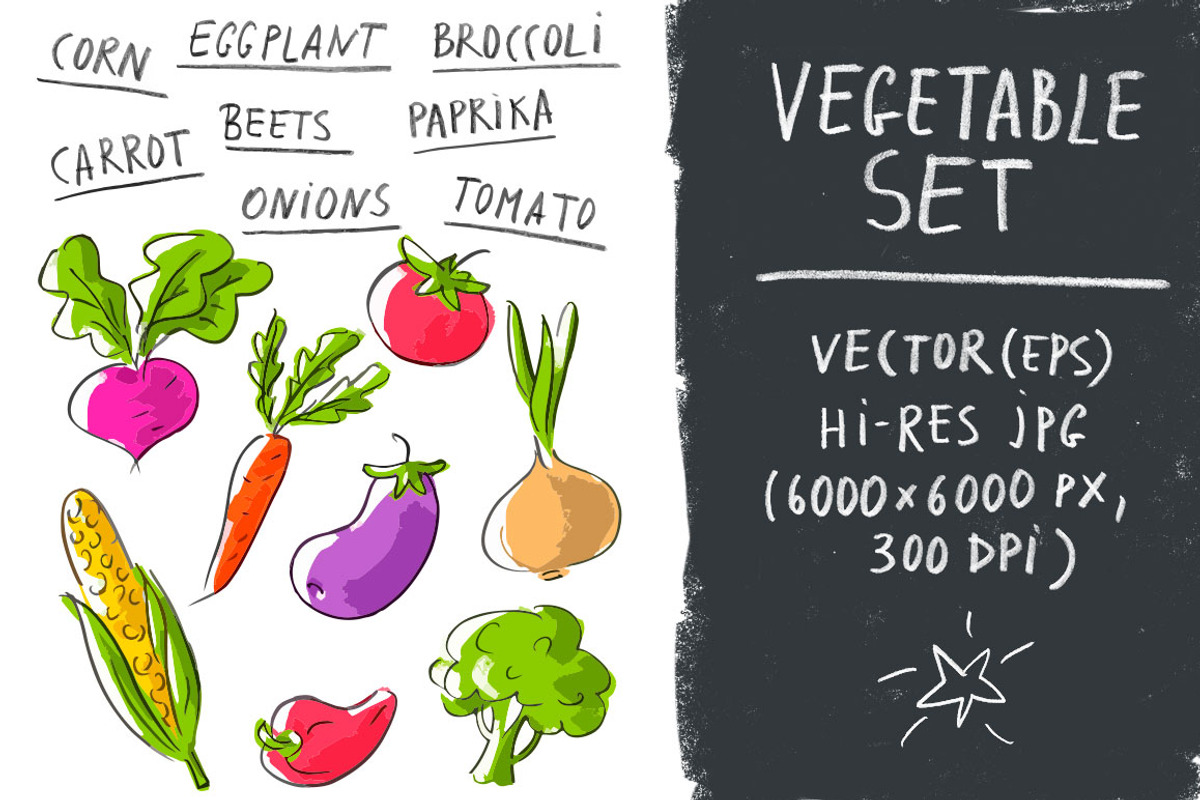 Vector set with vegetables, an Object Graphic by Melniklenart