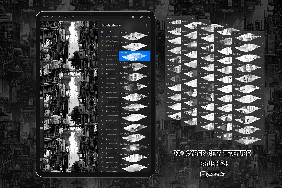 73 Cyber City  Texture Brushes, a Brush Add-On by Torus1 (Photo 1 of 6)