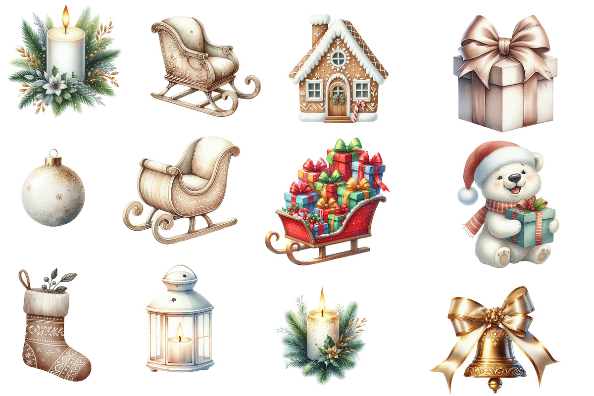 Watercolor Christmas Clipart, an Illustration by Designworld (Photo 4 of 5)