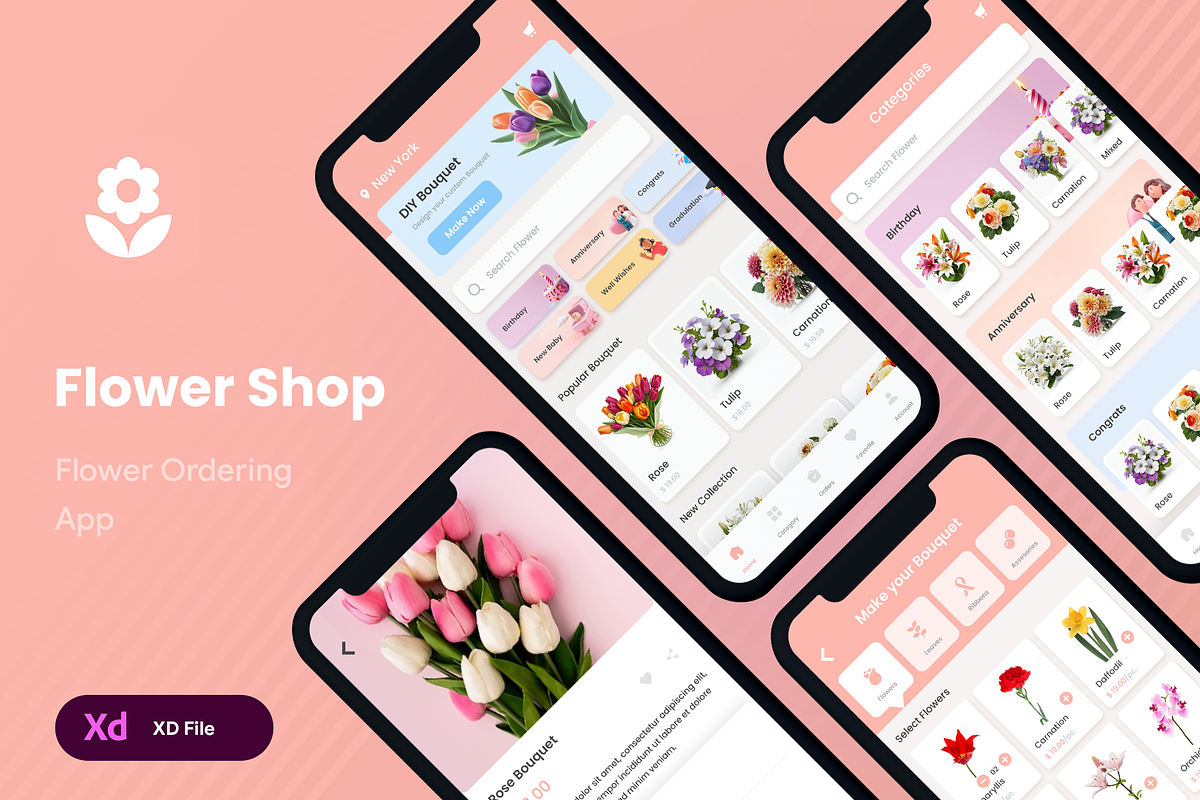 Flower Ordering App | Flower Shop, an UI Kit Template by Opus LabWorks (Photo 1 of 7)