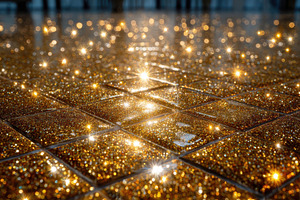 Golden Glitter Tiles Sparkling Light, a Photo by Pixeness Studio