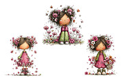 Girl & Flower Spring Clipart, an Illustration by Dream Creation (Thumbnail 7 of 7)