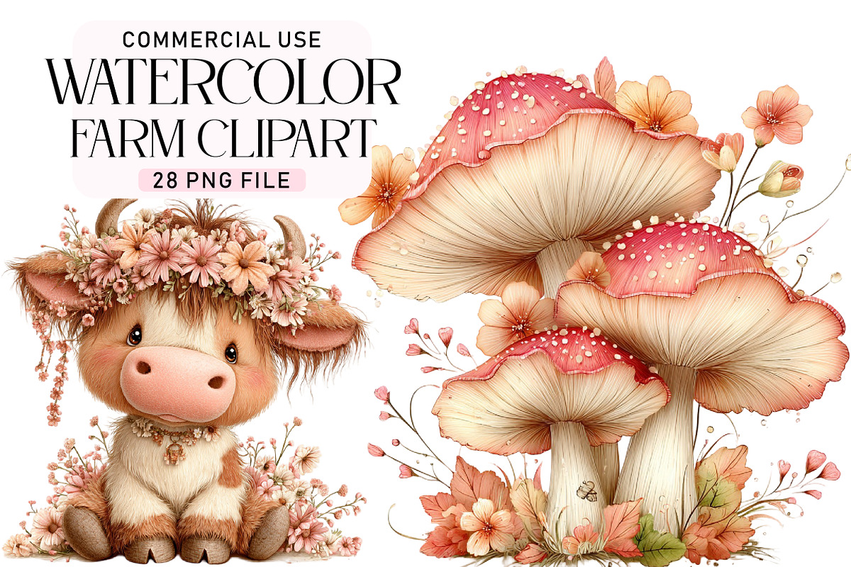 Watercolor Farm Clipart Bundle, a Seasonal Illustration by Daily.Designs (Photo 1 of 5)