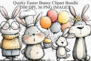 Quirky Easter Bunny Clipart Bundle, an Illustration by Canvas Craft