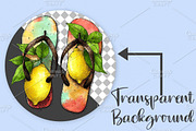 Watercolor Summer Flip Flop Clipart, an Illustration by Canvas Craft (Thumbnail 2 of 7)