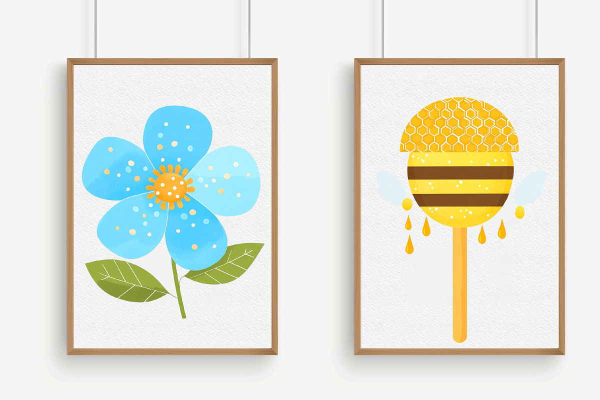 Honey Bee Watercolor Clipart, an Illustration by Libby Wishes (Photo 7 of 7)