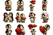 Kawaii Penguin Valentine Clip-art, an Illustration by Designking (Thumbnail 3 of 5)