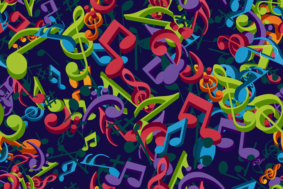 colorful music keys design, a Pattern Graphic by AAN Seamless Shop (Photo 1 of 3)