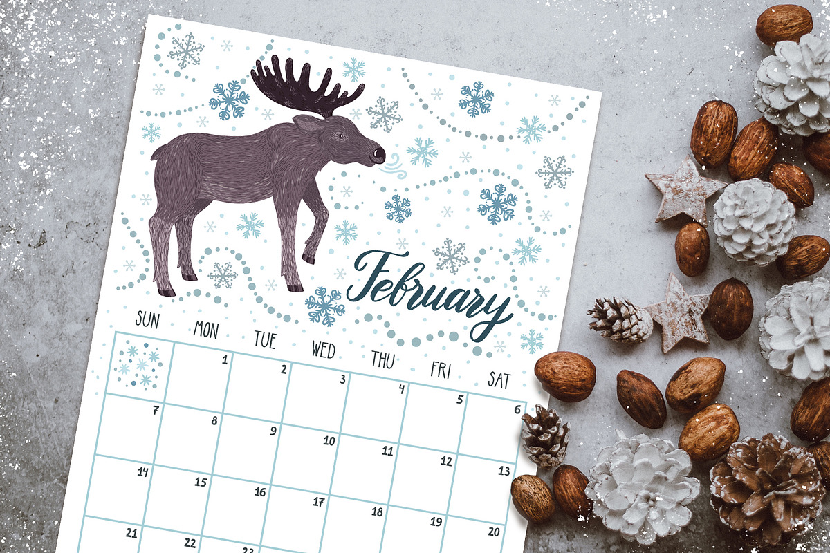 2022 calendar planner with animals, a Stationery Template by MagicForestory (Photo 7 of 8)