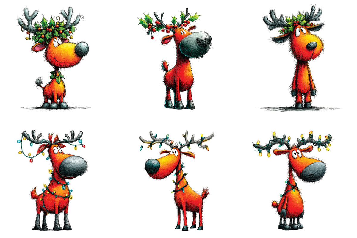 Cute Red Christmas Reindeer Clipart, an Illustration by CraftArtStudio (Photo 5 of 6)