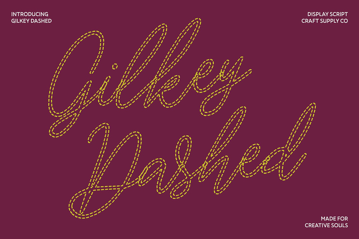 Gilkey Dashed, a Script Font by Craft Supply Co. (Photo 1 of 8)